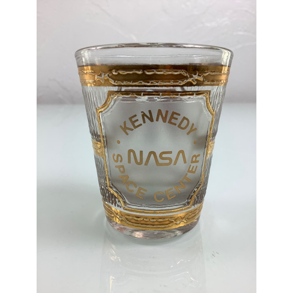 Culver NASA Kennedy Space Center 22K gold Shot drinking glass EUC